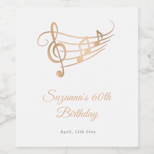 Music Notesエレガント誕生日 ワインラベル (シングルラベル)