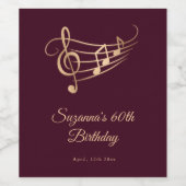 Music Notesエレガント誕生日 ワインラベル (シングルラベル)