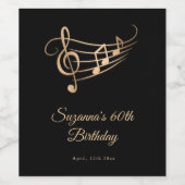 Music Notesエレガント誕生日 ワインラベル (シングルラベル)