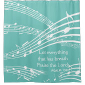 Music Notesカスタムティール（緑がかった色） シャワーカーテン (正面)