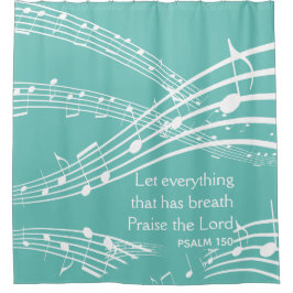 Music Notesカスタムティール（緑がかった色） シャワーカーテン