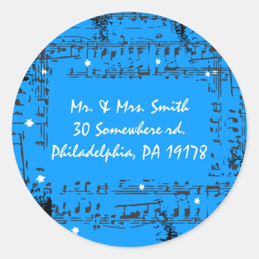 Music Notesステッカー返信応答シールrsvp ラウンドシール (正面)