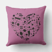 Music Notesパーソナライズされたハート装飾用クッション クッション (裏面)