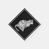 Music Notes猫好き – ミニマルミュージシャン スタンダードカクテルナプキン (角)