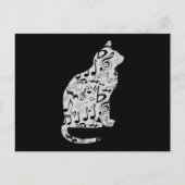 Music Notes猫好き – ミニマルミュージシャン ポストカード (正面)