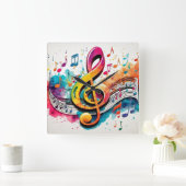 Music Notes スクエア壁時計 (ホーム)