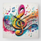 Music Notes スクエア壁時計 (正面)