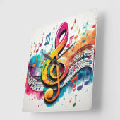 Music Notes スクエア壁時計 (傾斜)