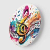 Music Notes ラージ壁時計 (傾斜)