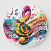 Music Notes ラージ壁時計 (正面)