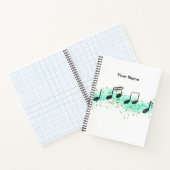 Music Notes Abstract Art Notebook - Aqua & Green ノートブック (内部)