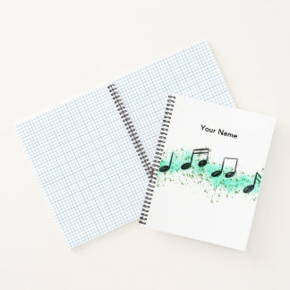 Music Notes Abstract Art Notebook - Aqua & Green ノートブック