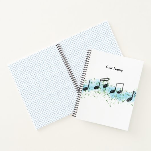 Music Notes Abstract Art Notebook - Blue & Green ノートブック (内部)