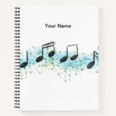 Music Notes Abstract Art Notebook - Blue & Green ノートブック (正面)