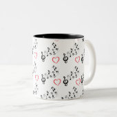 Music Notes and Hearts Coffee Mug ツートーンマグカップ (正面右)