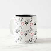Music Notes and Hearts Coffee Mug ツートーンマグカップ (正面左)