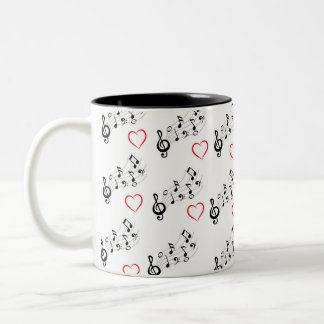 Music Notes and Hearts Coffee Mug ツートーンマグカップ