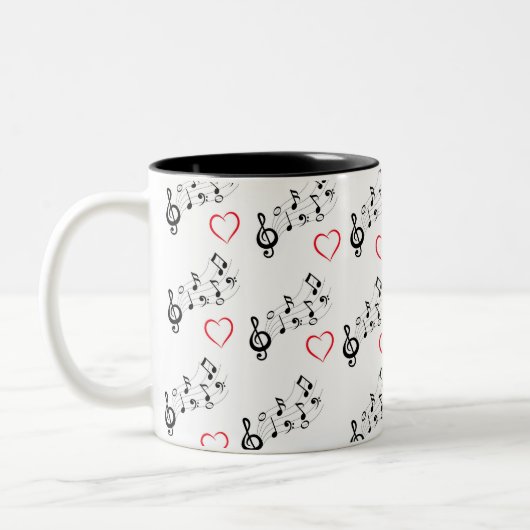 Music Notes and Hearts Coffee Mug ツートーンマグカップ (左)
