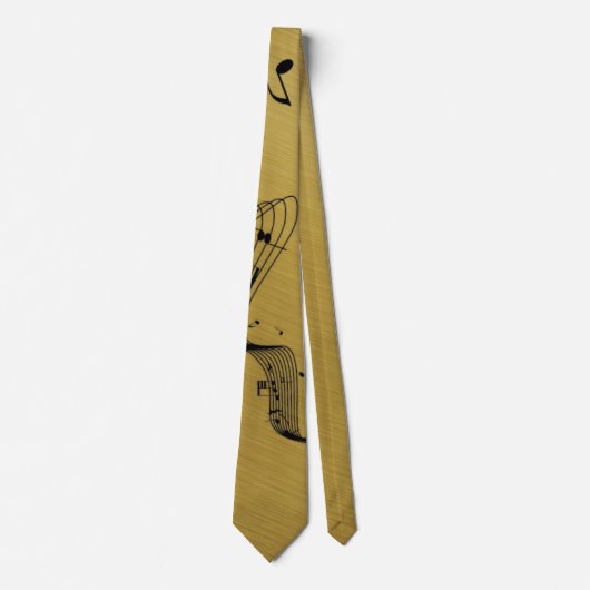 Music Notes Brushed Gold ネクタイ (正面)