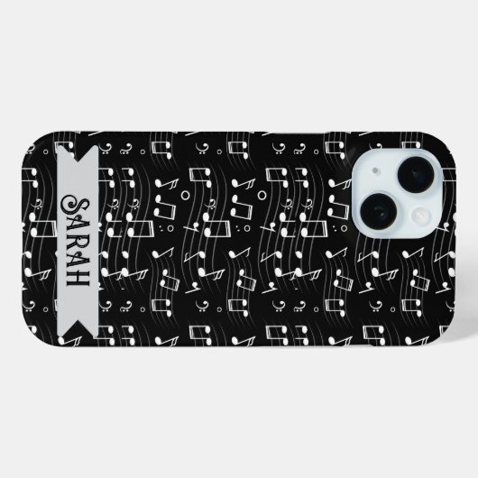 Music Notes Custom Name Case-Mate iPhoneケース (裏面 (横))