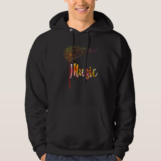Music Notes Dandelion Flower For Men Women パーカ (正面)