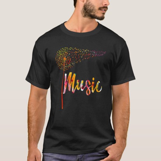 Music Notes Dandelion Flower For Men Women Tシャツ (正面)