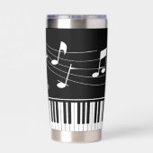 Music Notes Piano Personalized Black White 保温保冷タンブラー (背面)