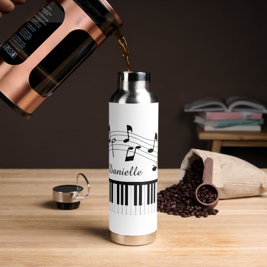 Music Notes Piano Personalized Custom Colors ウォーターボトル (コーヒー)