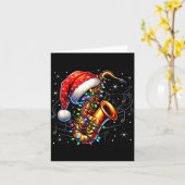 Music Notes Treble Clef Christmas Saxophone Jazz M カード (黄色い花)