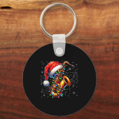 Music Notes Treble Clef Christmas Saxophone Jazz M キーホルダー (正面)