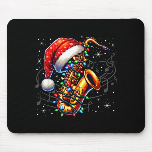 Music Notes Treble Clef Christmas Saxophone Jazz M マウスパッド (正面)