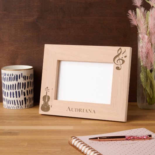 Music Notes Violin Personalized レーザー彫刻フレーム (左)