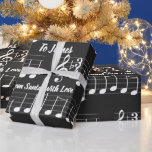 Music Notes We Wish You A Merry Christmas Add Name ラッピングペーパー<br><div class="desc">Music Notes私たちはカスタム、あなたが文字を変更または削除することができますミュージカルクリスマスブラックと白のギフトラッピング紙を持つ聖降誕祭を望む，文字と，ヤコブへ，サンタから，愛で，あなたはエレガント変更または削除することができます</div>