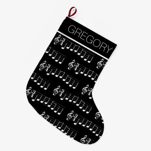Music Notes We Wish You A Merry Christmas Chords ラージクリスマスストッキング (正面 (吊り時))