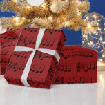 Music Notes We Wish You A Merry Christmas Chords W ラッピングペーパー<br><div class="desc">和音、音楽ノート私たちは喜ぶクリスマス、ミュージカルクリスマスパターエレガントン黒と赤のクリスマスギフトラッピング紙</div>