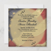 Music on Distressed American Flag Theme Wedding 招待状 (正面)