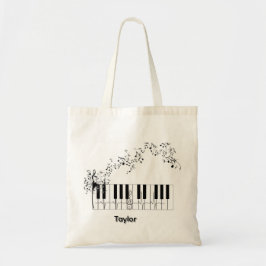 music piano floral name tote bag トートバッグ
