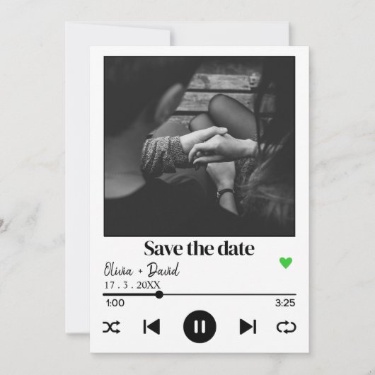 Music Playerアルバムカバー写真の曲日付を保存 招待状 (正面)