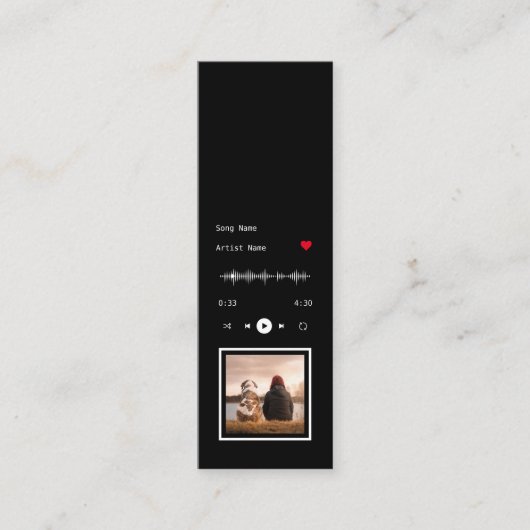 Music Playerアーティストと曲のブックマークカード スキニー名刺 (正面)