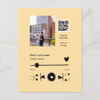 Music player personalized couple love q r code tex ポストカード