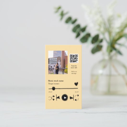 Music player personalized couple love q r code tex 名刺 (スタンド正面)