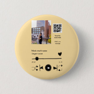 Music player personalized couple love q r code tex 缶バッジ