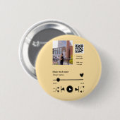 Music player personalized couple love q r code tex 缶バッジ (正面&裏面)
