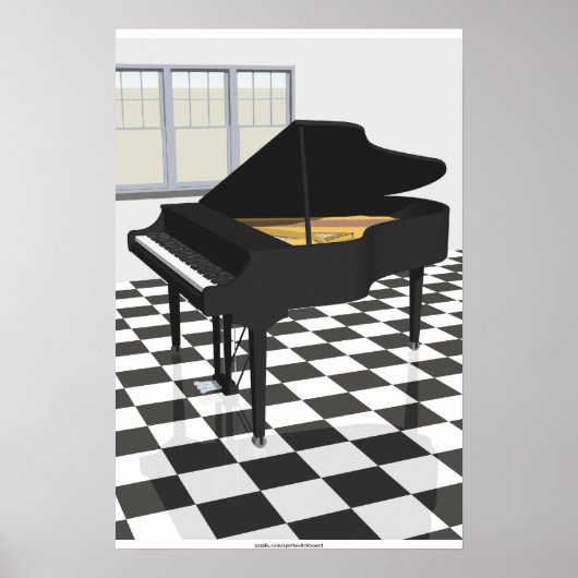 Music Poster: Grand Piano & Tiles: 3D Model ポスター (正面)