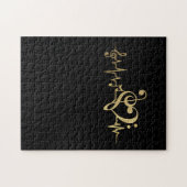 Music Pulse Notes Clef Heartbeat ジグソーパズル (横)