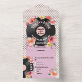 Music Record結婚のフローラ1950年代の花 オールインワン招待状 (内側)