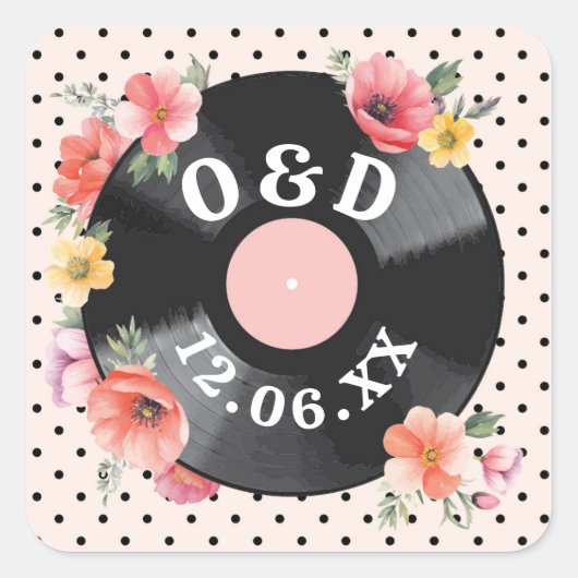 Music Record's 結婚フローラ1950s Flowers Stickers スクエアシール (正面)