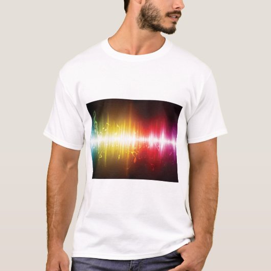 Music Spectrum Soundwave 鮮やか Audio Visualizer Tシャツ (正面)