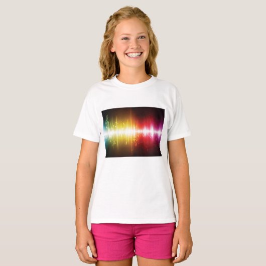 Music Spectrum Soundwave 鮮やか Audio Visualizer Tシャツ (正面フル)