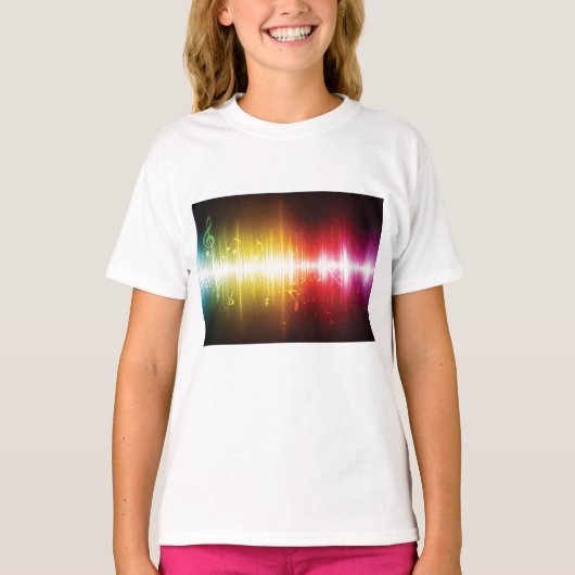Music Spectrum Soundwave 鮮やか Audio Visualizer Tシャツ (正面)